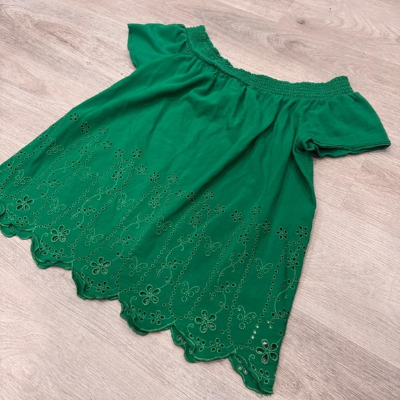 Old Navy Green Off-Shoulder Eyelet Top Size L - Picture 3 of 8